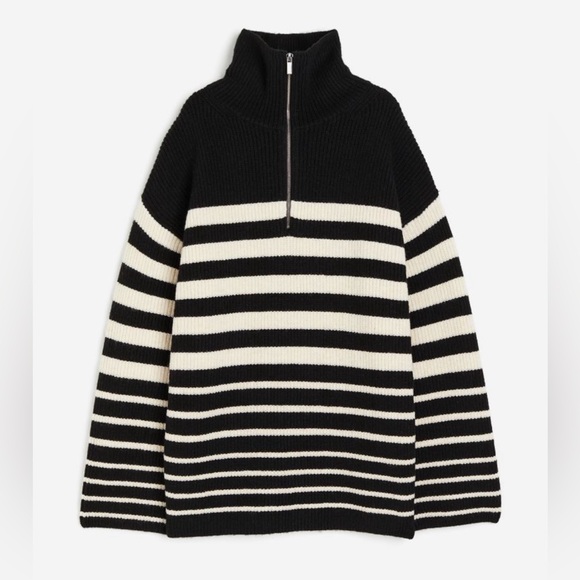 H&M Rib Knit Half-Zip Oversized Sweater - Picture 2 of 4